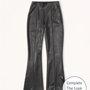 Abercrombie Vegan Leather Split Hem Flare Pants NWT